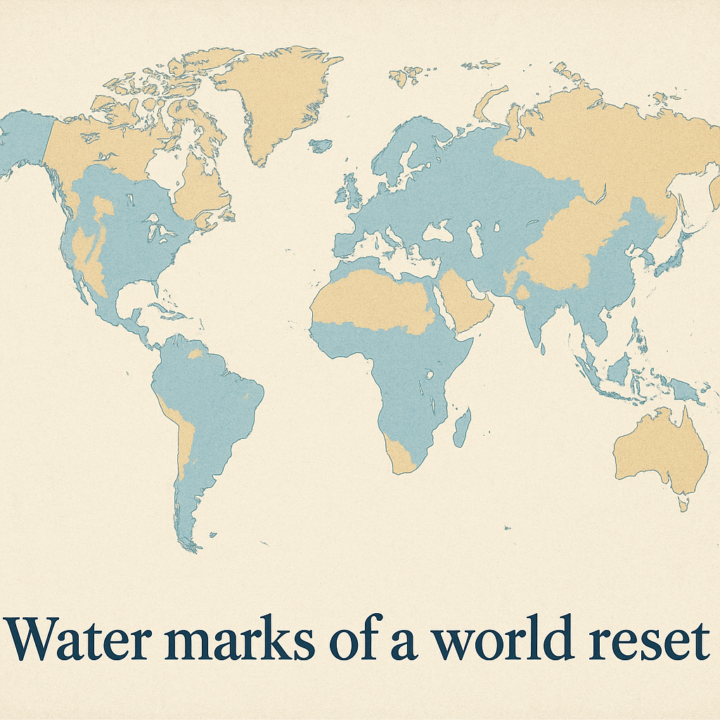 World map with pale-blue overlay indicating global flood signatures